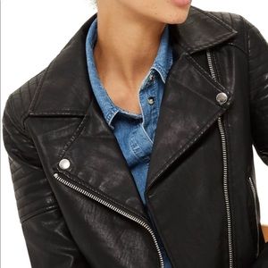 Topshop Faux Leather Jacket Juniors Sz US 4 Black